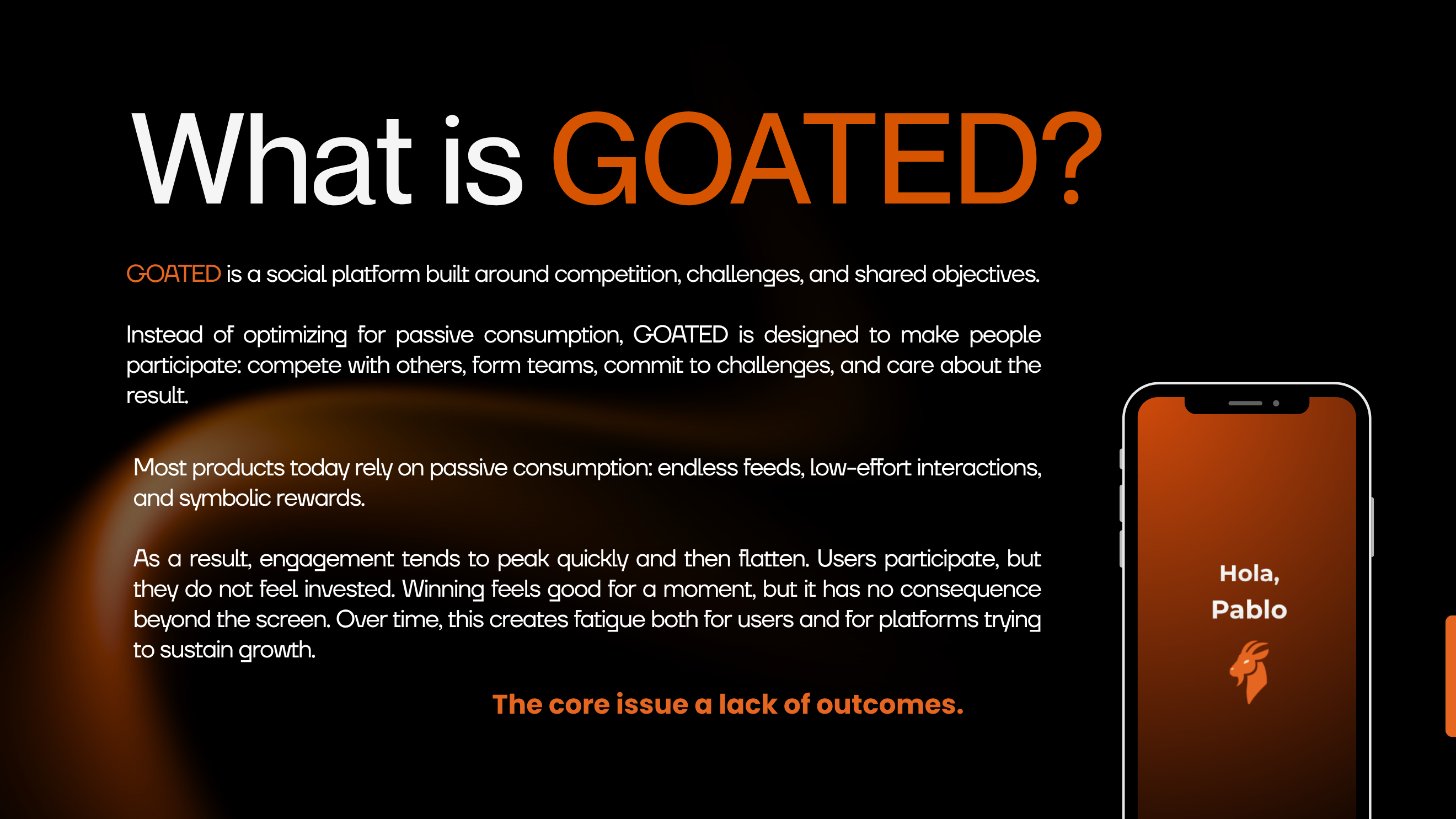 Original Goated presentation: the product, social competition and shared experiences