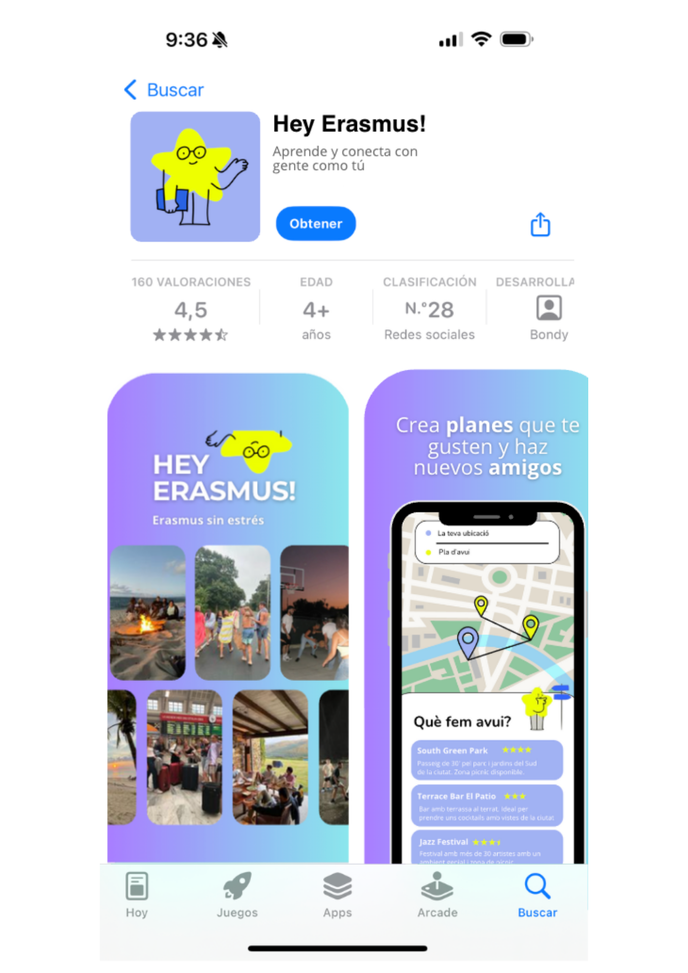 Hey Erasmus! App Store concept mockup